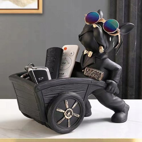 Dekorative Figuren und Skulpturen für zu Hause Skulptur „Französische Bulldogge“, Baubulldogge mit Schubkarre, PERFEKTES GESCHENK