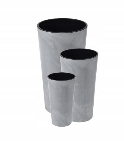 Töpfe und Pflanzgefäße für den Außenbereich und den Garten Blumentopf Lamela, 14 cm x 14 x 26 cm, Durchmesser 14 cm, Kunststoff in Grau- und Silbertönen + 2 weitere Produkte