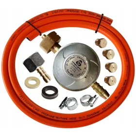    SCHLAUCH 1,5 m (9 x 3 mm) + GASREDUZIERZYLINDER 11 kg + KOCHERDÜSEN + PLATTENVERBINDER