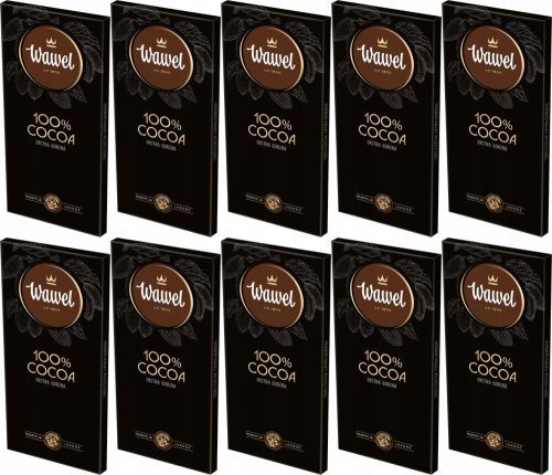 Wawel Premium Zartbitter Schokolade 100% Kakao, 80g - 10er Pack