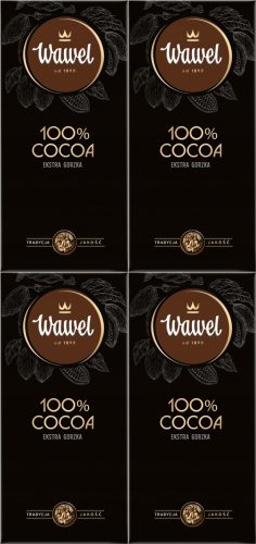 4x Wawel Premium Zartbitterschokolade 100% Kakao, 80g