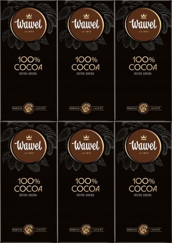 6x Wawel Premium Bitter Schokolade, 100% Kakao, 80g