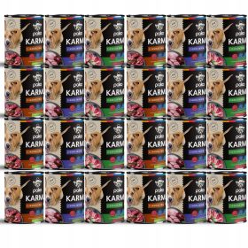    Nassfutter für Hunde, Dose PAKO 24 x 800, Mischung aus 4 Geschmacksrichtungen, polnisches Produkt