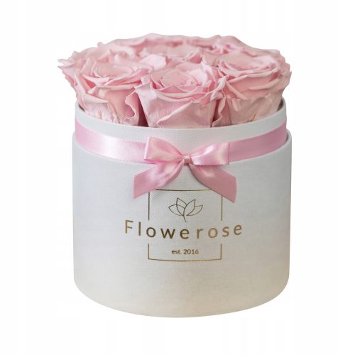 Rosa ewige Rosen weiße Blumenbox CLASSIC M