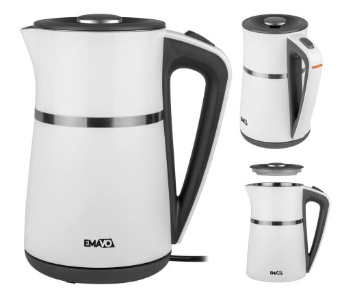  EMAVO Wasserkocher Doppelwandiger Wasserkocher 2200 W 1,7 l weiß
