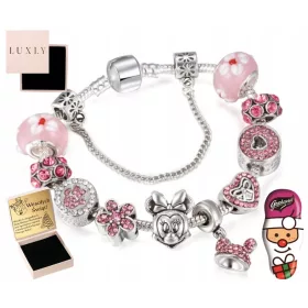  925 SILBER MICKEY MOUSE MODULARES DAMEN-ARMBAND MIT GRAVUR