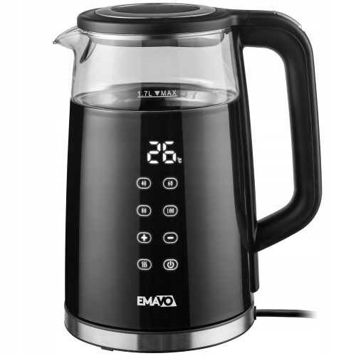  EMAVO Wasserkocher Wasserkocher mit Temperaturregelung 2200 W 1,7 l Schwarz