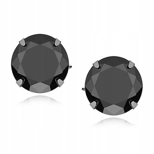  SILBERNE OHRRINGE p925 ZIRKONIA schwarze runde Ohrstecker Ohrstecker Zirkonia 10mm
