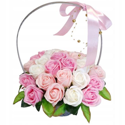 SCHÖNER Blumenstraußkorb mit duftenden Seifenblumen, 25 Seifenrosen, GESCHENK