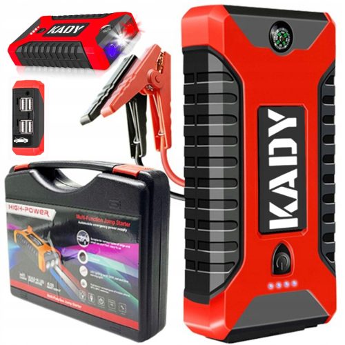  JUMP STARTER ENGINE START BOOSTER POWERBANK FACKEL KOMPASS KABEL 4 X USB