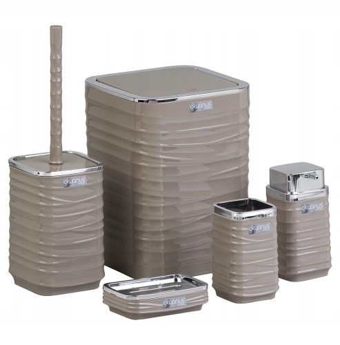 Badezimmerzubehör-Sets Set mit Badaccessoires von Okyanus, 5 Elemente, Chrom, Braun- und Beigetöne