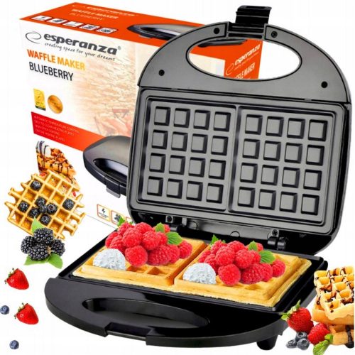  Esperanza BLUEBERRY-EKT008 Waffeleisen 1000 W schwarz + Kopfmassagegerät KOPFMASSAGER RABBERS FOR SPA LIFTING TOOLS Kopfmassagegerät, Kopfhautmassagegerät