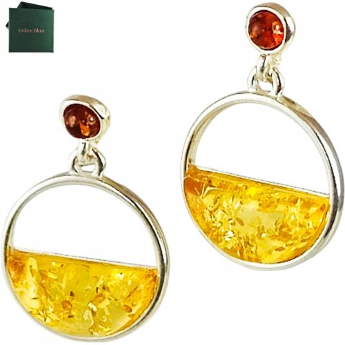  SILBERNE OHRRINGE mit BERNSTEIN-Ostsee-Rundstecker zum Aufhängen, GESCHENK aus Silber