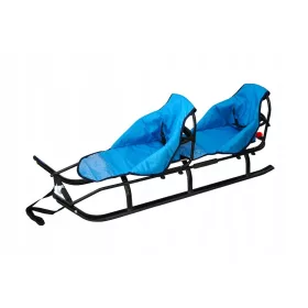    Großer Duo-Tandem-Kinderschlitten mit Rückenlehne, stabilen leichten PL-Gurtbändern