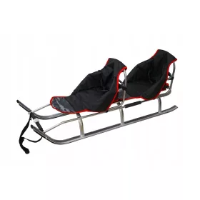    Großer Duo-Tandem-Schlitten für Kinder mit Rückenlehne, stabilen leichten PL-Gurtbändern