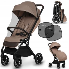    Lionelo Sportkinderwagen CLOE 2023 Beige Sand + Sonnenschutz für Autofenster. 2 Lionelo-Sonnenschirme