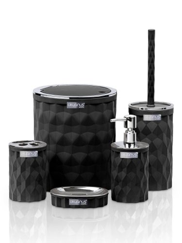 Badezimmerzubehör-Sets Set Okyanus Badezimmerzubehör, 5 Elemente, Chrom, Schwarz