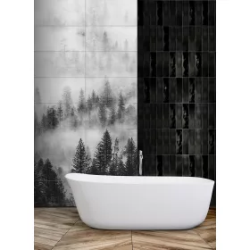   Ceramik Studio rechteckige Fliese 240 x 120 cm weiß, schwarz, Grautöne und Silber