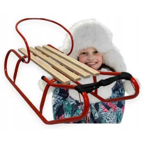    Schlitten mit Rückenlehne für Kinder, Holz, Metall, PL Schlitten