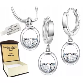  925 SILBER SET + GRAVUR. SWAROVSKI-Strasssteine