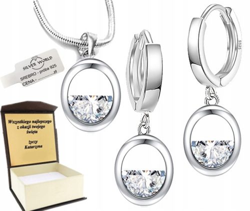  925 SILBER SET + GRAVUR. SWAROVSKI-Strasssteine