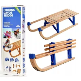    Schlitten für Erwachsene und Kinder, aus Holz, mit einem Handgriff faltbar, sicher