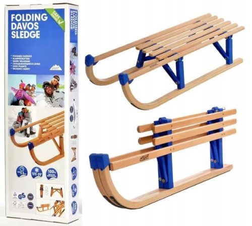  Schlitten für Erwachsene und Kinder, aus Holz, mit einem Handgriff faltbar, sicher