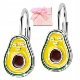    SILBERNE AVOCADO-GRÜNE OHRRINGE FÜR EIN MÄDCHEN, ENGLISCHES SILBER 925