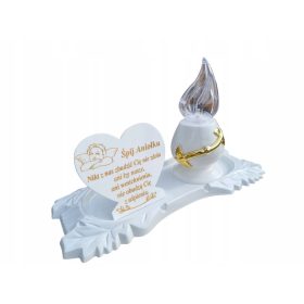    Statuette - Kerze, AGLOMARMUR + LED-Laterne, HEAVY, leuchtet 1000 Stunden