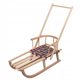  KINDERSCHLITTEN AUS HOLZ MIT SCHIEBER