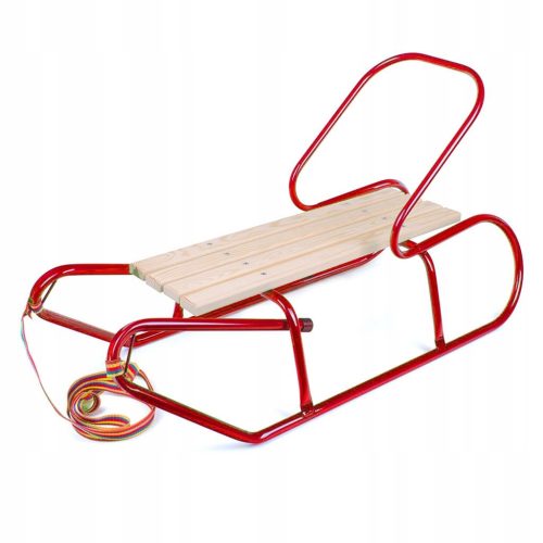  KINDERSCHLITTEN AUS METALL MIT RÜCKENLEHNE BAYO 87 CM ROT