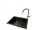 Brado OLAF 60 Einbeckenspüle, Flex Cz Wasserhahn, Siphon, Korb, Stahl, schwarz