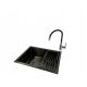 Brado OLAF 60 Einbeckenspüle, Flex Cz Wasserhahn, Siphon, Korb, Stahl, schwarz