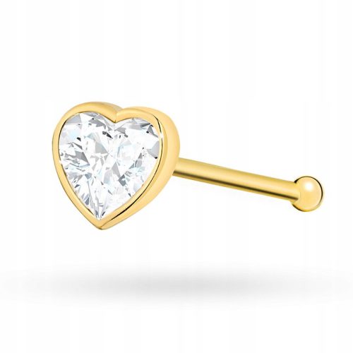  GOLD-NASE-OHRRING pr. 585 HERZ mit Zirkonia 14k