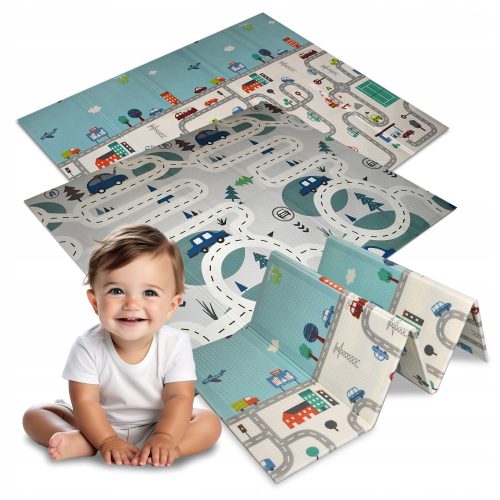  PÄDAGOGISCHE SCHAUMSTOFFMATTE, FALTBAR FÜR KINDER, GROSS 180x200, DOPPELSEITIG, DICK