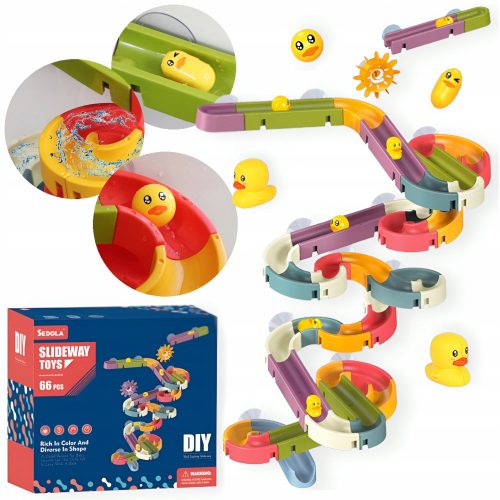  BADESPIELZEUG, BADEWANNE, WASSERRUTSCHENBAHN, RUTSCHE FÜR ENTEN, 66 ELEMENTE.