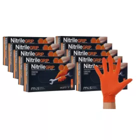   MTS Sicherheit und Schutz Nitril GRIP Orange Handschuhe orange starker Gogrip Größe 8 - M 250 Paar
