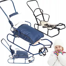    RODEL MIT RÜCKENLEHNE FÜR KINDER METALLRODEL MIT SCHLAFSACK UND SCHIEBER GESCHENK