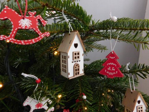  Christbaumschmuck, Öko-Anhänger aus Holz, 6 Stk
