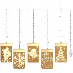  5x 3D-Buntglas-LED-Vorhang für Fenster-Weihnachtsbaum 358