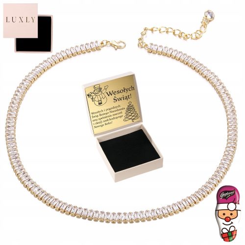  DAMEN-HALSKETTE, 750 GOLD, VERSTELLBAR, MIT KRISTALLEN, HALSKETTE, KOSTENLOSE GRAVUR