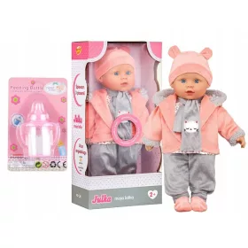    Julka Baby Doll Interactive Sings Tells Fairy Tales Smily Play SP84556 + Sweet Baby Magic Bottle rosa SL640-3