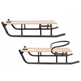    Doppelschlitten für Kinder mit Rückenlehne, schwarz, stark, 2in1