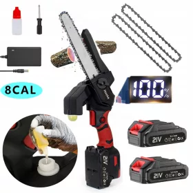    8-ZOLL-AKKU-KETTENSÄGE ZUM FÄLLEN VON BÄUMEN MIT ÖLKANNE