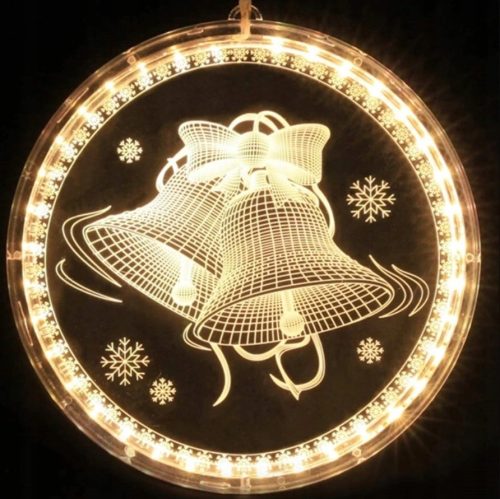  WEIHNACHTSBUNTGLAS 3D LED LAMPE FENSTERGLOCKE