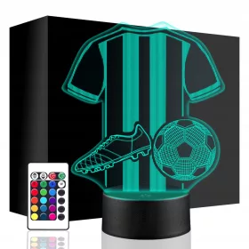    NACHTLAMPE FUSSBALLSPIELER BALLSCHNITTE 3D LED + FERNBEDIENUNG Geschenk Nikolaustag Weihnachten