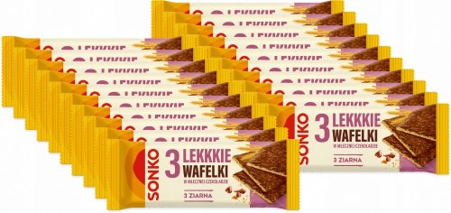 Knusprige Waffeln mit Drei-Korn-Mischung in Milchschokolade von Sonko, 36g x 22 Stück