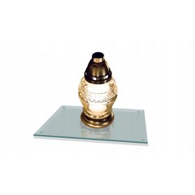    Sockel aus gehärtetem Glas, TRANSPARENT, für Kerzen 30x22 für den FRIEDHOF