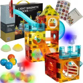    Kruzzel Magnetische Blöcke Magnetische Blöcke Konstruktionspädagogisches Puzzle-Set 75-tlg.