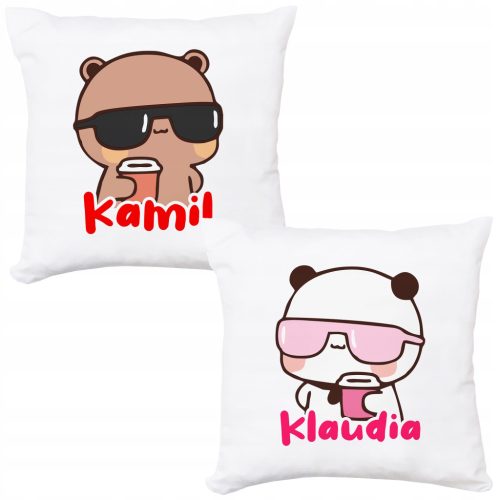  SET AUS ZWEI KISSEN FÜR PAARE DUDU UND BUBU BÄREN + NAMENSGESCHENK